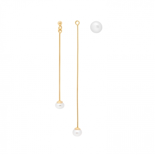 Kolczyki asymetryczne z perłami, srebrne pozłacane