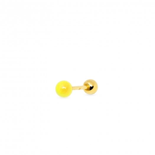 Kolczyk kuleczka z żółtą emalią, srebrny pozłacany