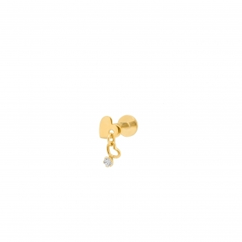 Złoty kolczyk serduszko z cyrkonią