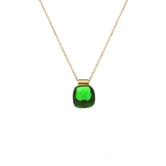 Naszynik VENUS srebrny pozłacany z zielonym kryształem